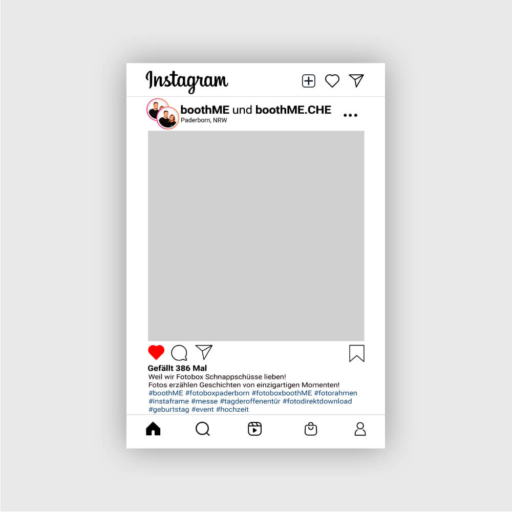 personalisierter instagram fotorahmen mit produktbeschreibung mit verknüpften Profilen