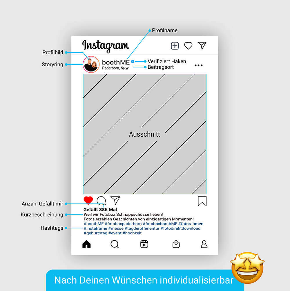 personalisierter instagram fotorahmen mit produktbeschreibung