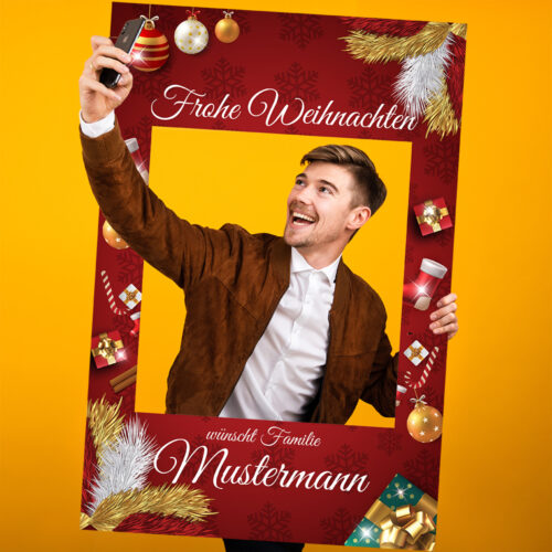 Aufblasbarer Weihnachts-Fotorahmen + 38 Foto-Accessoires - Fotobox Deko Für Weihnachtsfeier