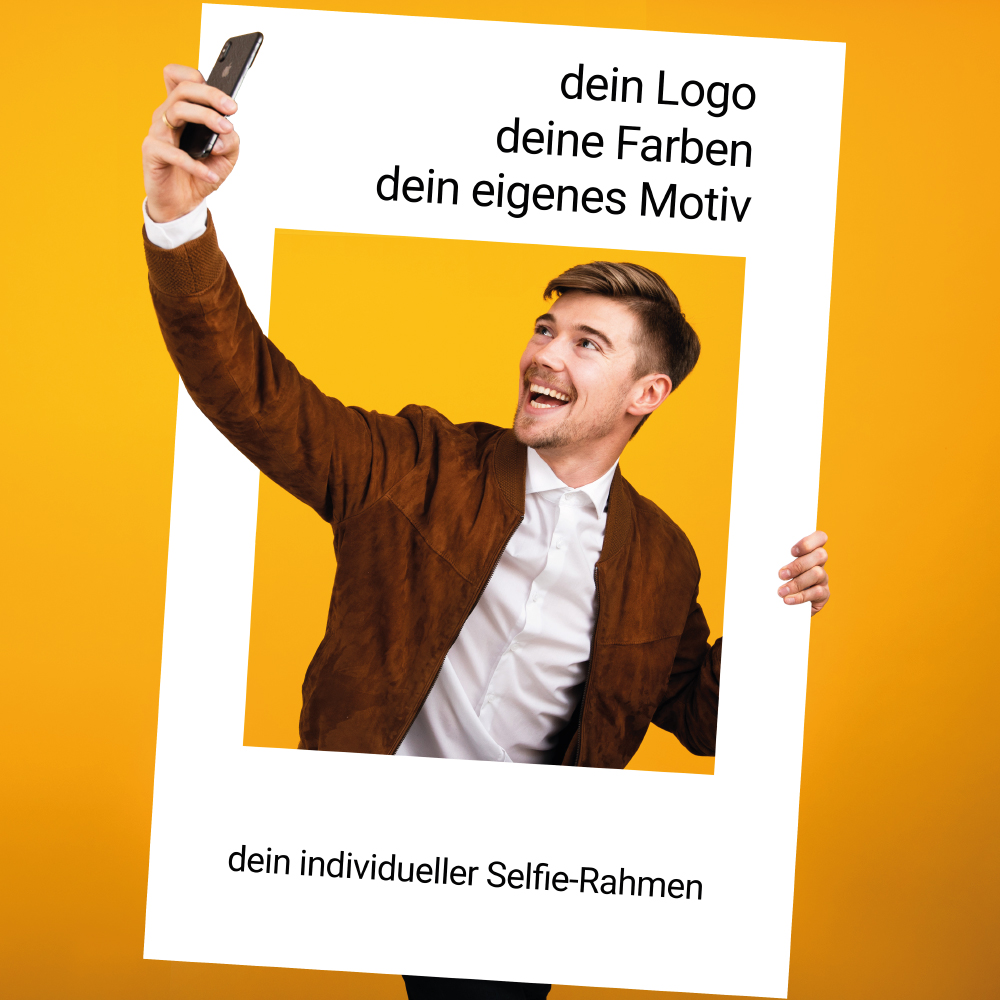 Individueller Selfie-Fotorahmen in weiss mit einem Business Model